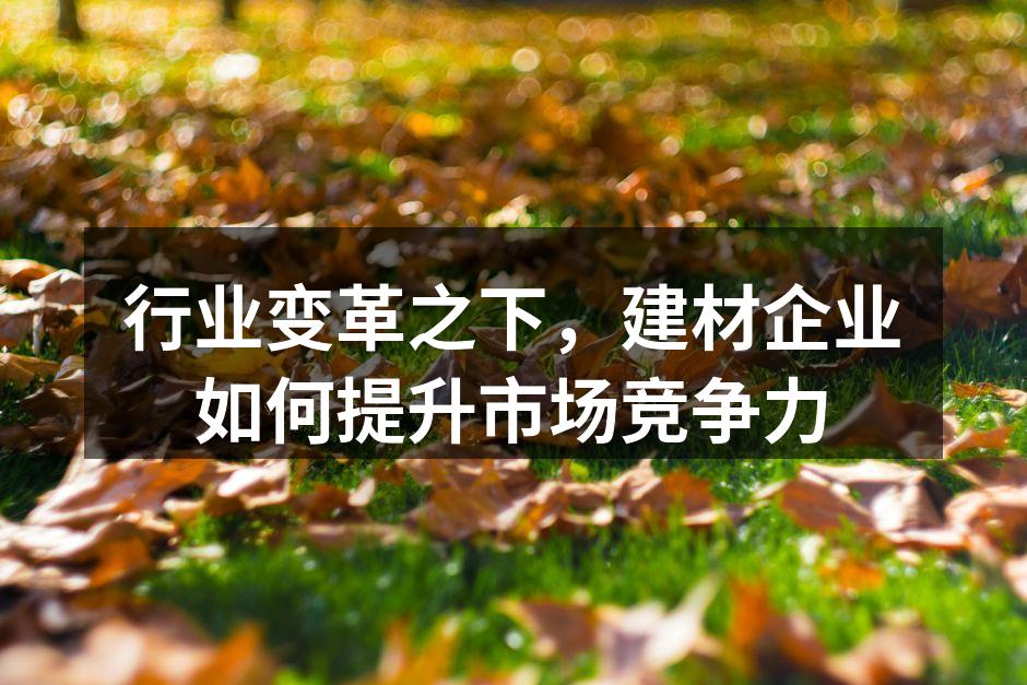 行业变革之下，建材企业如何提升市场竞争力